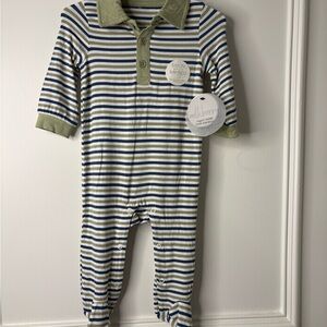 Milkberry Striped Green and Blue Kids Footie